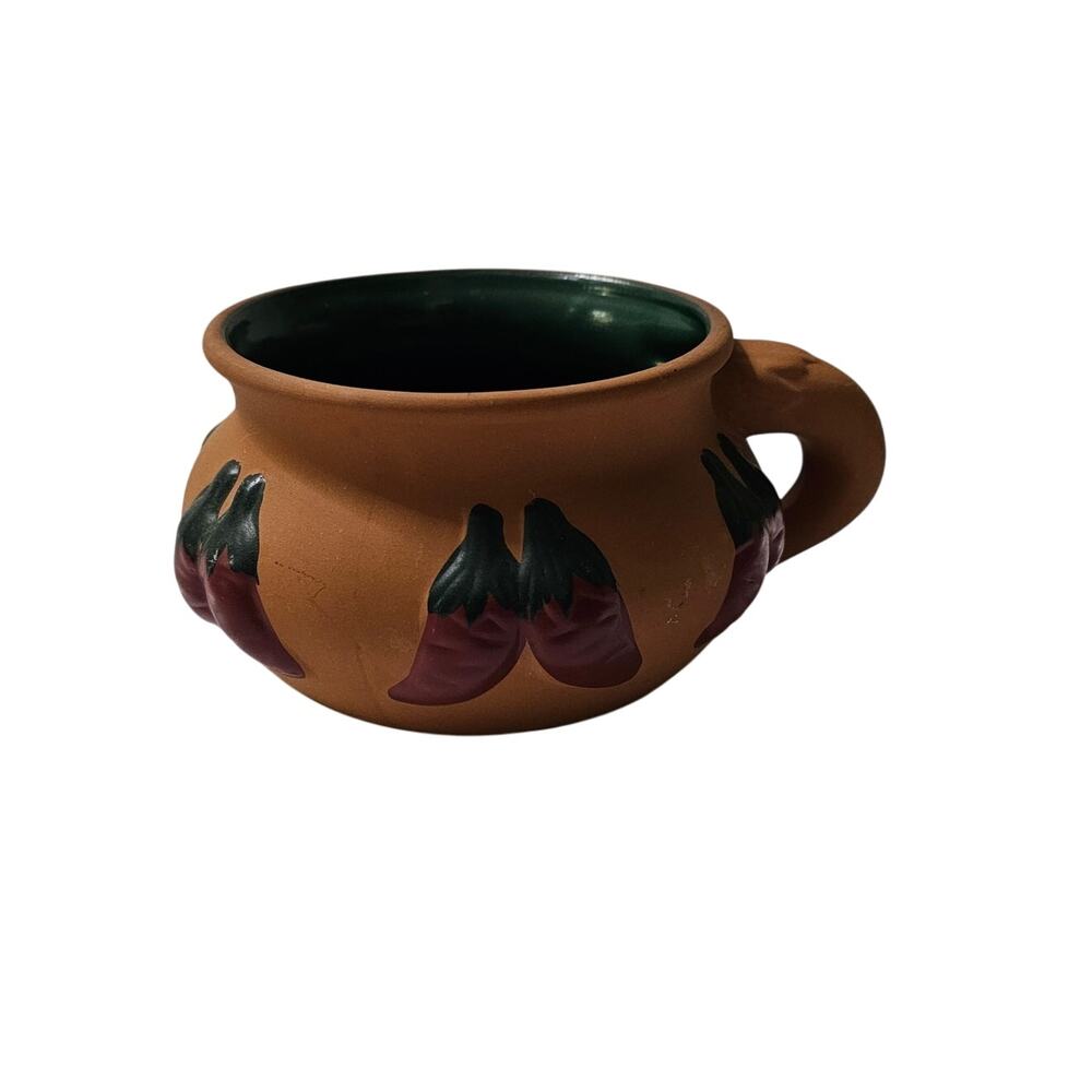 Glazed Art Pottery Salsa Bowl Tan/Green Stoneware 16 oz. Serving Dish